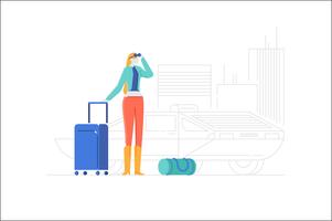 Illustration de bagages de personnage vecteur