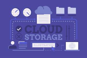 Ensemble d&#39;illustration de technologie de stockage en nuage vecteur