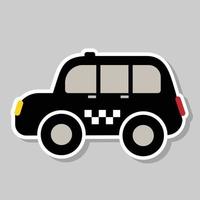 icône d'autocollant de taxi noir, illustration vectorielle plate vecteur