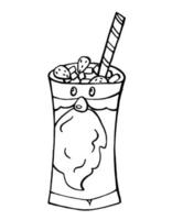 cocktail de noël dans un verre de style doodle isolé sur fond blanc. icône clipart. vecteur