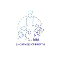 icône de concept de gradient bleu d'essoufflement. illustration de ligne mince d'idée abstraite de signe de pneumonie. toux avec production de mucus. réduire la fonction pulmonaire. dessin de couleur de contour isolé de vecteur