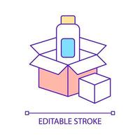 livraison et commande de produits cosmétiques icône de couleur rvb. distribution de produits de beauté et de santé. illustration vectorielle isolée. dessin au trait rempli simple. trait modifiable vecteur