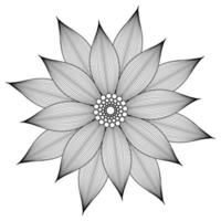 mandala de fleur de contour simple de vecteur. dessin linéaire. pochoir de tatouage vecteur