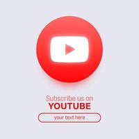 abonnez-vous sur la bannière carrée des médias sociaux youtube avec logo lumineux 3d vecteur