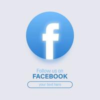 suivez-nous sur facebook bannière carrée de médias sociaux avec logo lumineux 3d