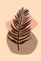 affiche boho de feuille de palmier abstraite de vecteur. design contemporain floral minimaliste vecteur