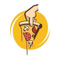 illustration vectorielle de pizza. logo de pizza italienne. en style dessin animé. vecteur