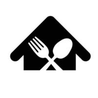 icône de fourchette de cuillère de maison vecteur
