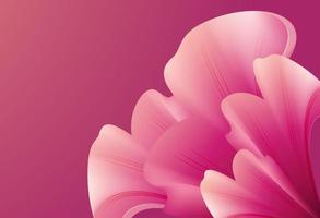 formes de fleurs roses sur fond rose. arrière-plan moderne tendance 3d. forme abstraite de fleur rose vecteur