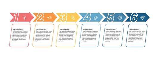 étapes de conception de modèle d'infographie de processus de chronologie d'entreprise avec des icônes vecteur