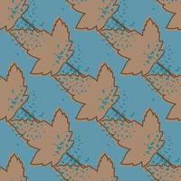 feuilles d'érable géométriques motif sans couture sur fond bleu. fond d'écran de feuille d'automne. vecteur