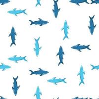 modèle sans couture de la faune de la nature avec des silhouettes de requin bleu. toile de fond isolée. fond blanc. vecteur