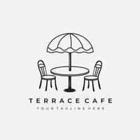 terrasse café logo dessin au trait vecteur illustration conception créatif nature minimaliste monoline contour linéaire simple moderne