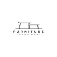 logo de conception de vecteur d'art de ligne d'illustration de meubles. nature intérieur monoline contour linéaire simple minimaliste minimal