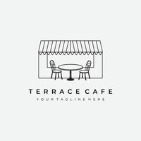 terrasse café logo dessin au trait vecteur illustration conception créatif nature minimaliste monoline contour linéaire simple moderne