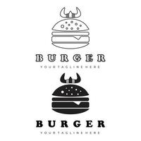 burger logo ensemble dessin au trait illustration conception vecteur créatif nature minimaliste monoline contour linéaire simple moderne