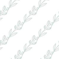 motif floral sans soudure dessiné à la main. branches à base de plantes vert pastel sur fond blanc. vecteur