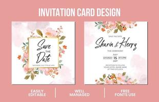 invitation ou carte de voeux et modèle de menu de mariage vecteur