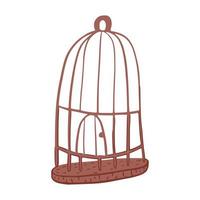 cage à oiseaux isolé sur fond blanc. élément vintage dessiné à la main. vecteur