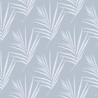 motif tropical de doodle sans soudure de feuille de fougère. ornement minimaliste dans des tons clairs bleus. oeuvre de la jungle. vecteur