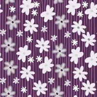motif floral sans couture avec des formes abstraites de camomille. toile de fond botanique dans les tons violets, roses et blancs. vecteur