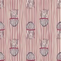 doodle motif marin sans couture avec des méduses de mer. imprimé de poissons exotiques avec fond rayé. vecteur