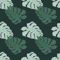 modèle sans couture avec feuille de monstera. feuillage tropique dessiné à la main. fond d'écran de feuilles tropicales. vecteur