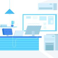 illustration de bureau avec une couleur à plat vecteur