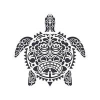 tortue dans le style de tatouage tribal polynésien. masque carapace de tortue. modèle de culture maori et polynésien. isolé. illustration vectorielle. vecteur