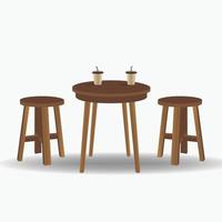 illustration de chaises et table en bois classiques, généralement utilisées pour se détendre et boire du café, fond blanc et peut être utilisée à des fins de conception. vecteur