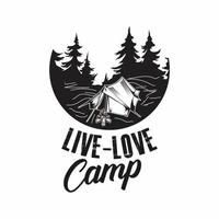 live love camp - conception de t-shirt de camping vecteur
