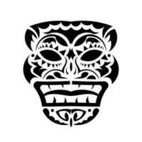 tatouage de masque de démon dans le style polynésien. visage maori. motifs tribaux hawaïens. isolé. illustration vectorielle.