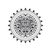 tatouage polynésien de style hawaïen en forme de masque rond. motif rond tribal de la tribu maya. isolé. vecteur