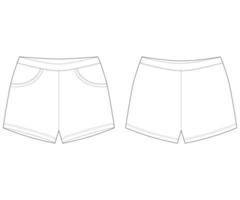 modèle de conception de pantalon de short de sommeil de croquis technique. short court élastique. vecteur