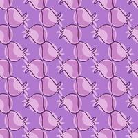 motif décoratif harmonieux dessiné à la main avec de petites silhouettes de grenade profilées. couleurs violettes. vecteur