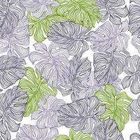 le contour de monstère aux contours violets et verts façonne un motif sans couture. impression tropique abstraite. vecteur