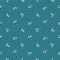 motif abstrait sans couture de fleur avec des silhouettes de petites fleurs. fond bleu. vecteur