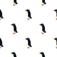 modèle sans couture isolé avec des éléments de pingouin à crête noire. décor animalier nordique. impression de griffonnage. vecteur