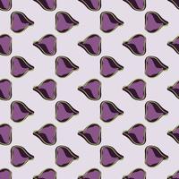 doodle motif de fruits tropicaux sans couture avec simple ornement violet figue. fond gris. impression alimentaire. vecteur