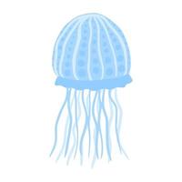 méduses dodues isolées sur fond blanc. dessin animé mignon couleur bleue en doodle. vecteur