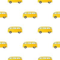 modèle sans couture d'autobus scolaire jaune simple de vecteur. isolé sur fond blanc vecteur
