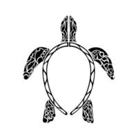 tatouage de tortue de style polynésien. tatouage tortue noir et blanc. motifs tribaux maoris. isolé. vecteur