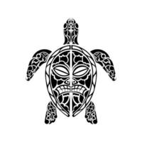 tatouage de tortue de style polynésien. motif de masque maori. illustration vectorielle. vecteur