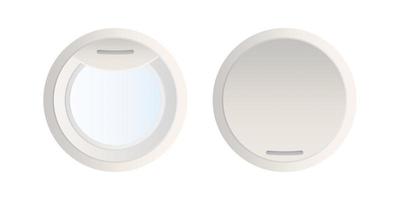 hublot gris réaliste isolé sur fond blanc. fenêtre ouverte et fermée d'un vaisseau spatial ou d'un avion. illustration vectorielle vecteur