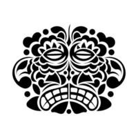 masque visage tatouage ornement style maori. tiki moko. conception de vecteur de totem. masque traditionnel rituel africain. décor de polynésie et d'hawaï, fond d'art folklorique tribal.