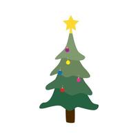 arbre de Noël de dessin animé en guirlandes isolé sur fond blanc. sapin de vacances dessiné à la main dans le symbole de style doodle. vecteur