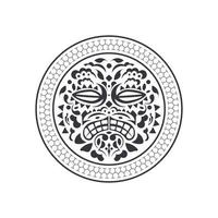 tatouage rond de style hawaïen ou polynésien. masque des dieux. ornement tribal traditionnel. Fait main. illustration vectorielle. vecteur