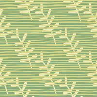 modèle sans couture de branches florales botaniques. éléments jaunes sur fond pastel avec des lignes vertes. conception naïve. vecteur