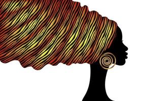 enveloppement de tête de turban à imprimé animal africain, femme de beauté portrait en coiffures afro, robe de cheveux de femmes noires de conception de logo, modèle ethnique de vecteur afrique isolé sur fond blanc