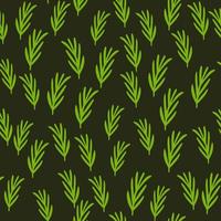 motif à base de plantes sans soudure de dessin animé avec ornement de romarin vert. fond sombre. vecteur